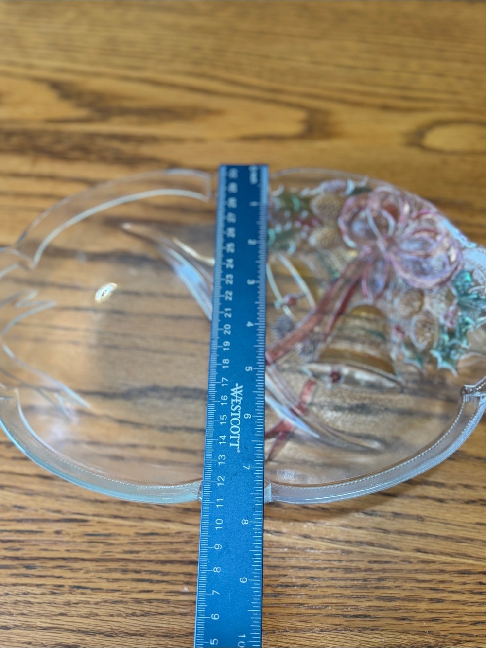 Vintage Mikasa Holiday Bells Textured Crystal Divided Relish Dish - Picture 7 of 9